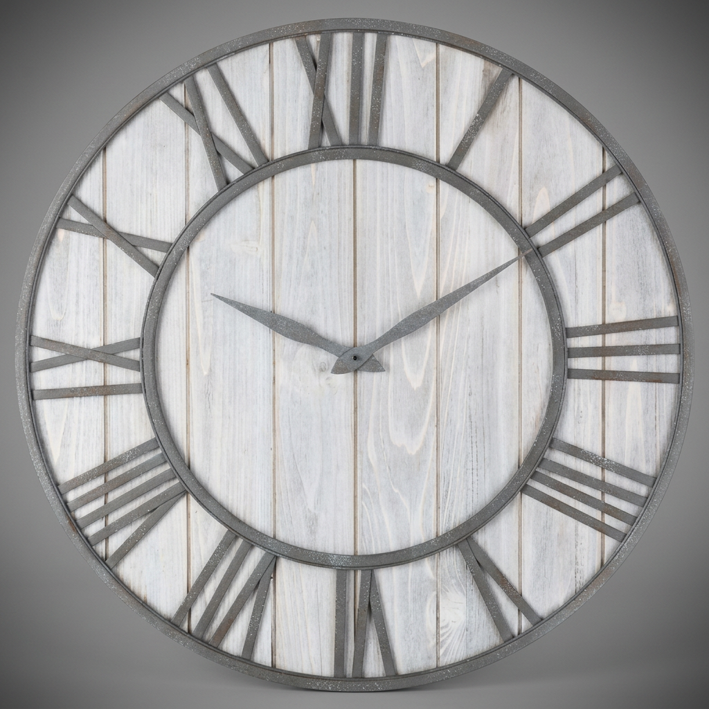 Large Modern Wall Clock | Wood and Metal Industrial Decor