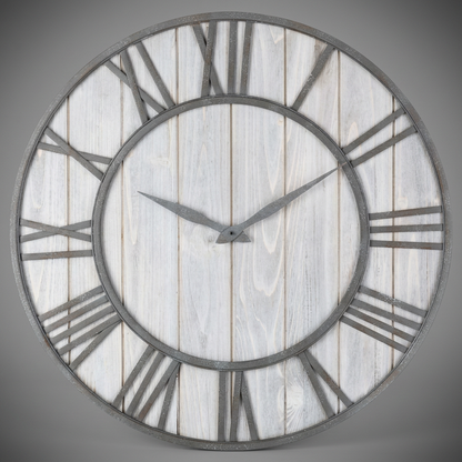 Large Modern Wall Clock | Wood and Metal Industrial Decor