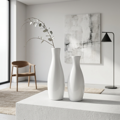 Modern White Ceramic Floor Vase | Stylish Home Decor