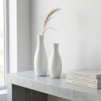 Modern White Ceramic Floor Vase | Stylish Home Decor