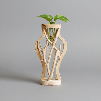 Natural Wooden Flower Vase | Unique Home Decor