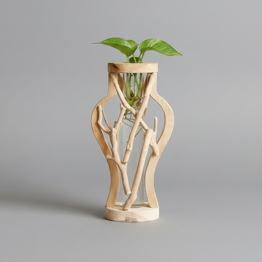 Natural Wooden Flower Vase | Unique Home Decor