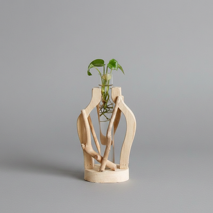 Natural Wooden Flower Vase | Unique Home Decor