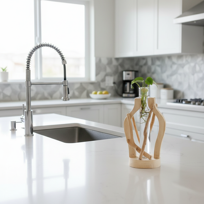 Natural Wooden Flower Vase | Unique Home Decor