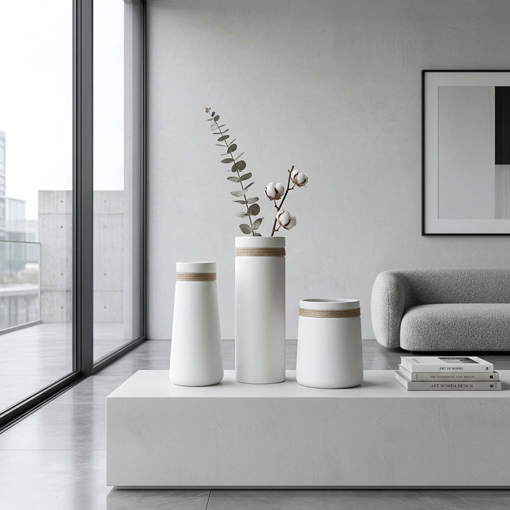 White Ceramic Vase | Modern Japanese Artist Style